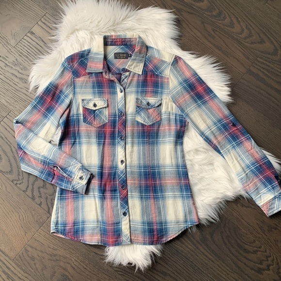 Ci Sono by Cavalini 100% Cotton Button Down Plaid Collection - Picture 2 of 7